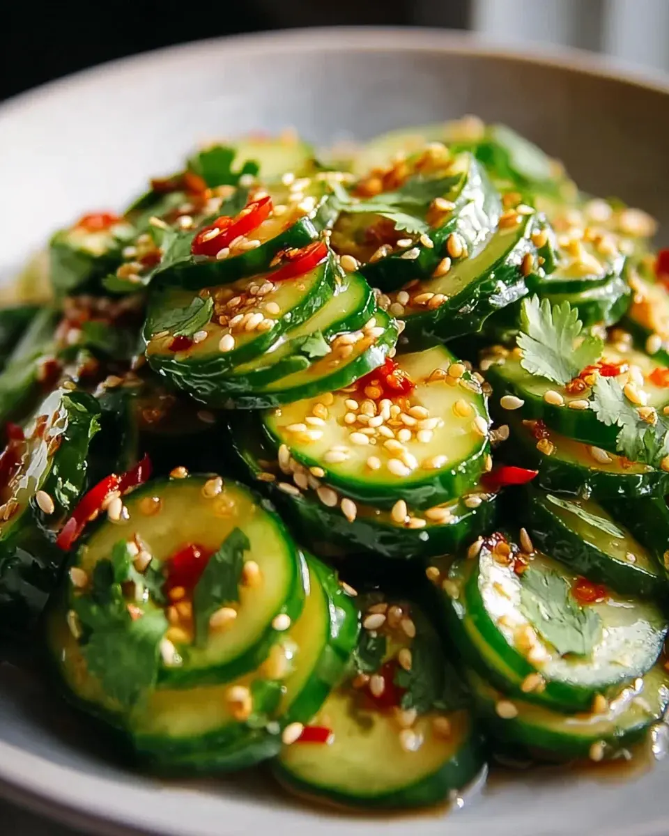 Asiatischer Gurkensalat Mit Chili Sesam