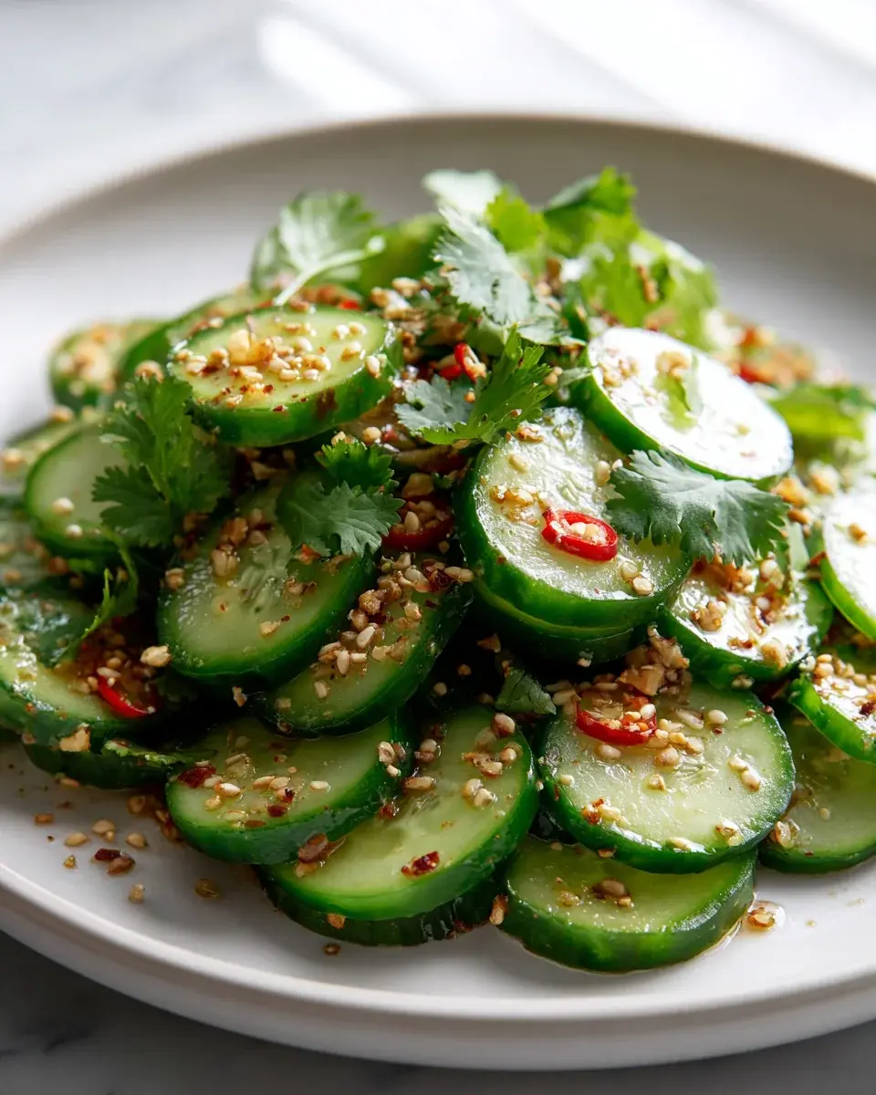 Asiatischer Gurkensalat Mit Chili Sesam 2