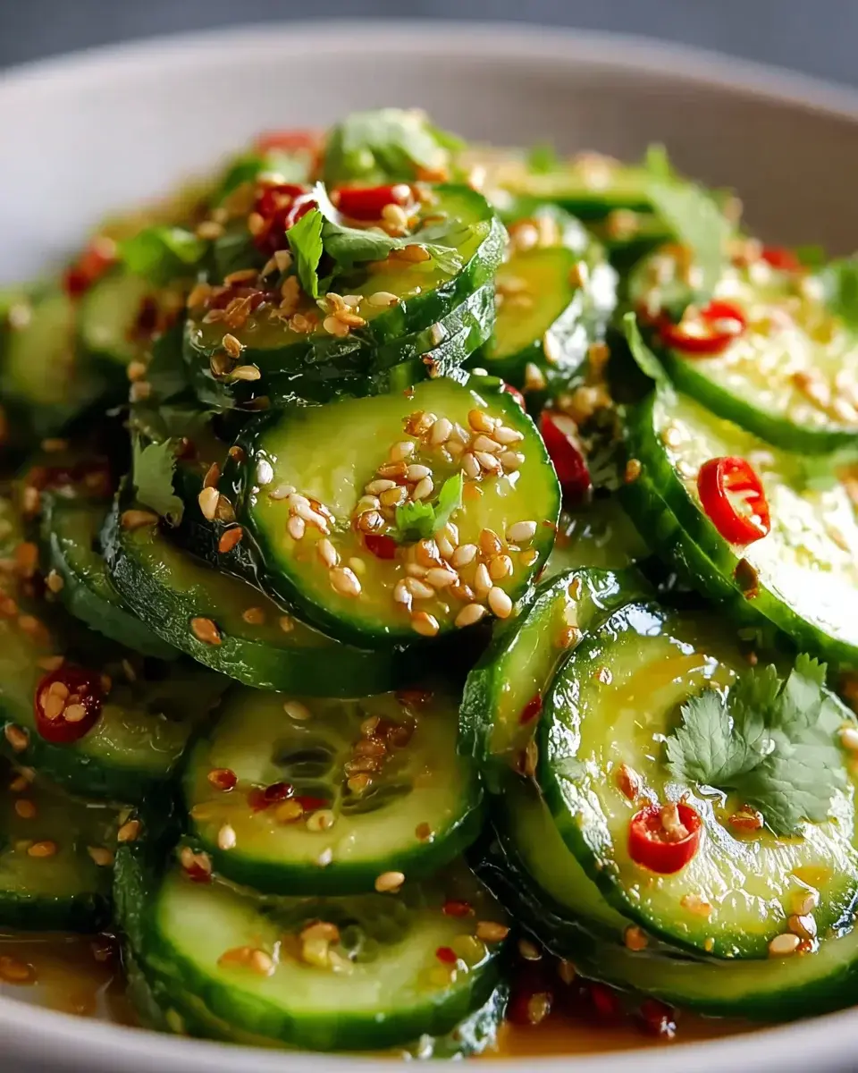 Asiatischer Gurkensalat Mit Chili Sesam