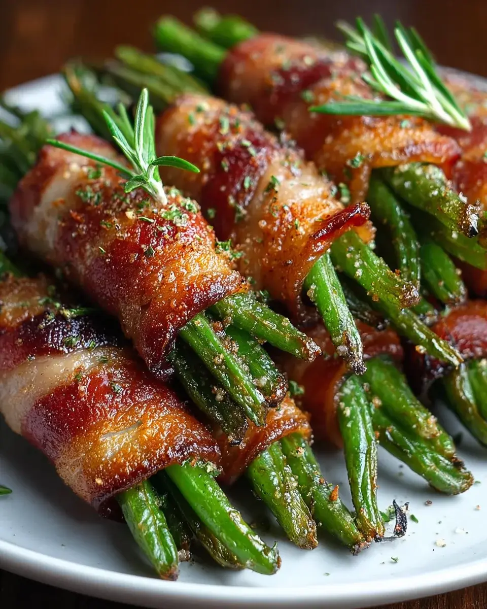 Beef Bacon Wrapped Green Bean Bundles