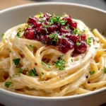 Brie Pasta Preiselbeer Kompott