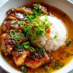 Caramelised Soy Chicken Garlic Gin Extractger Broth Rice