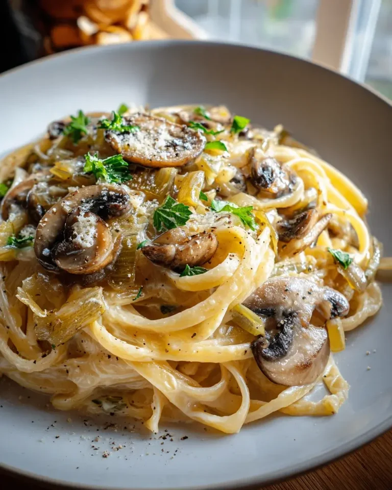 Karamellisierte Lauch- und Pilz-Gruyère-Pasta Rezept