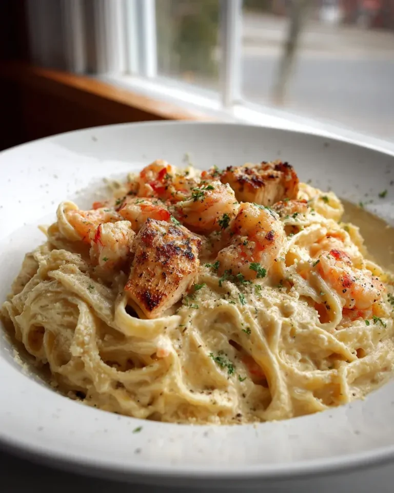 Hähnchen & Garnelen Alfredo Pasta: Cremig, einfach, unwiderstehlich!