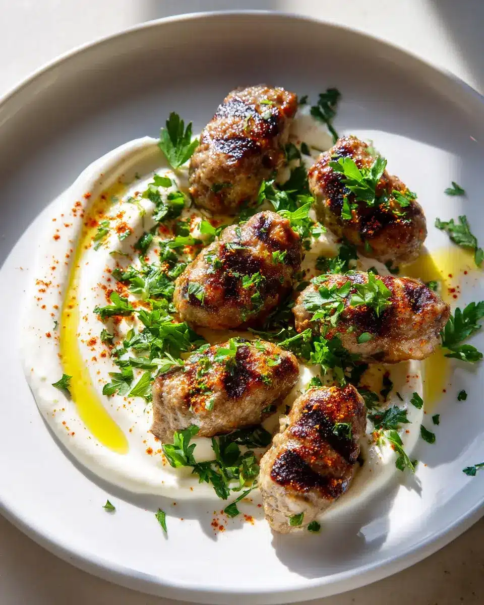 Chicken Kofta Garlic Yogurt Sauce Recipe