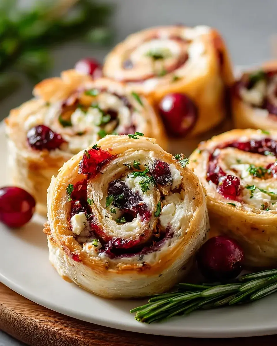 Christmas Cranberry Feta Pinwheels Party Appetizer
