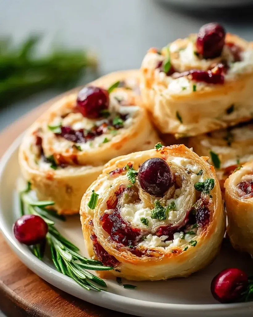Einfache Weihnachts-Cranberry-Feta-Pinwheels für Partys