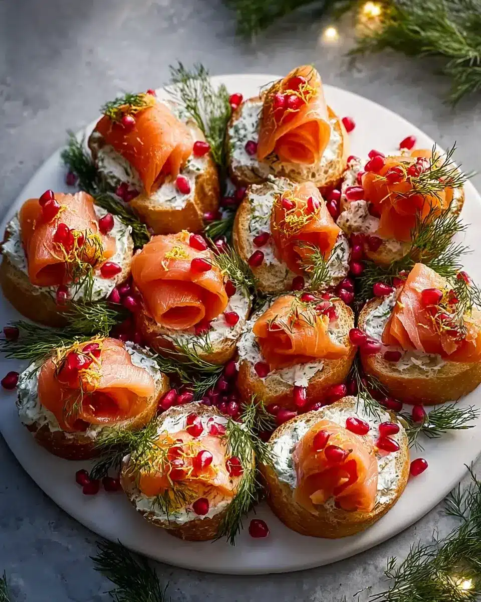 Christmas Salmon Bruschetta Wreath Rezept