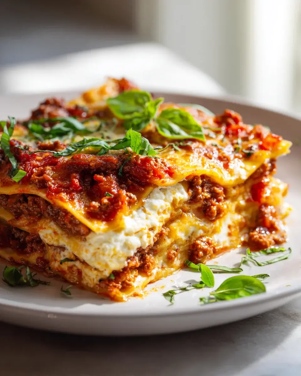 Classic Beef Lasagna With Ricotta Layers