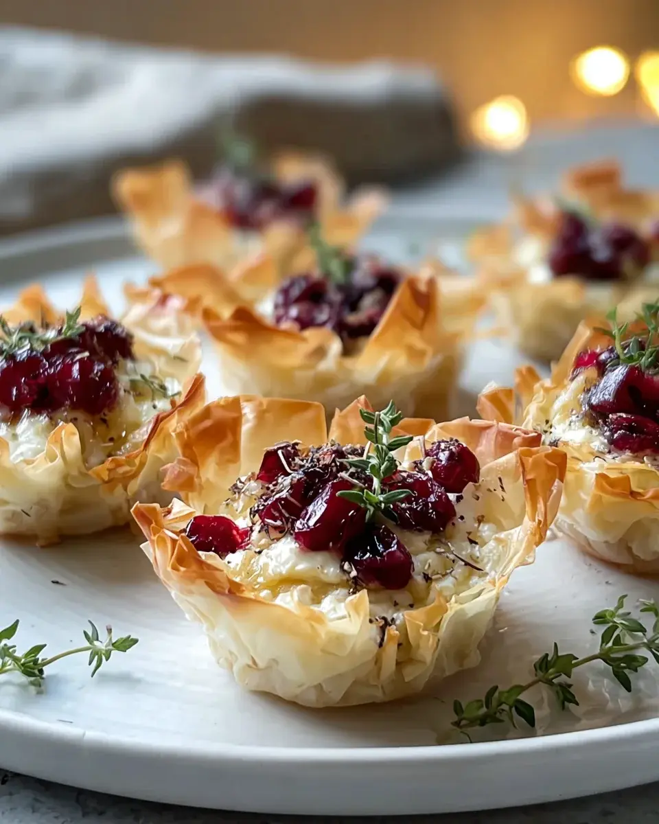 Cranberry Brie Thyme Phyllo Cups