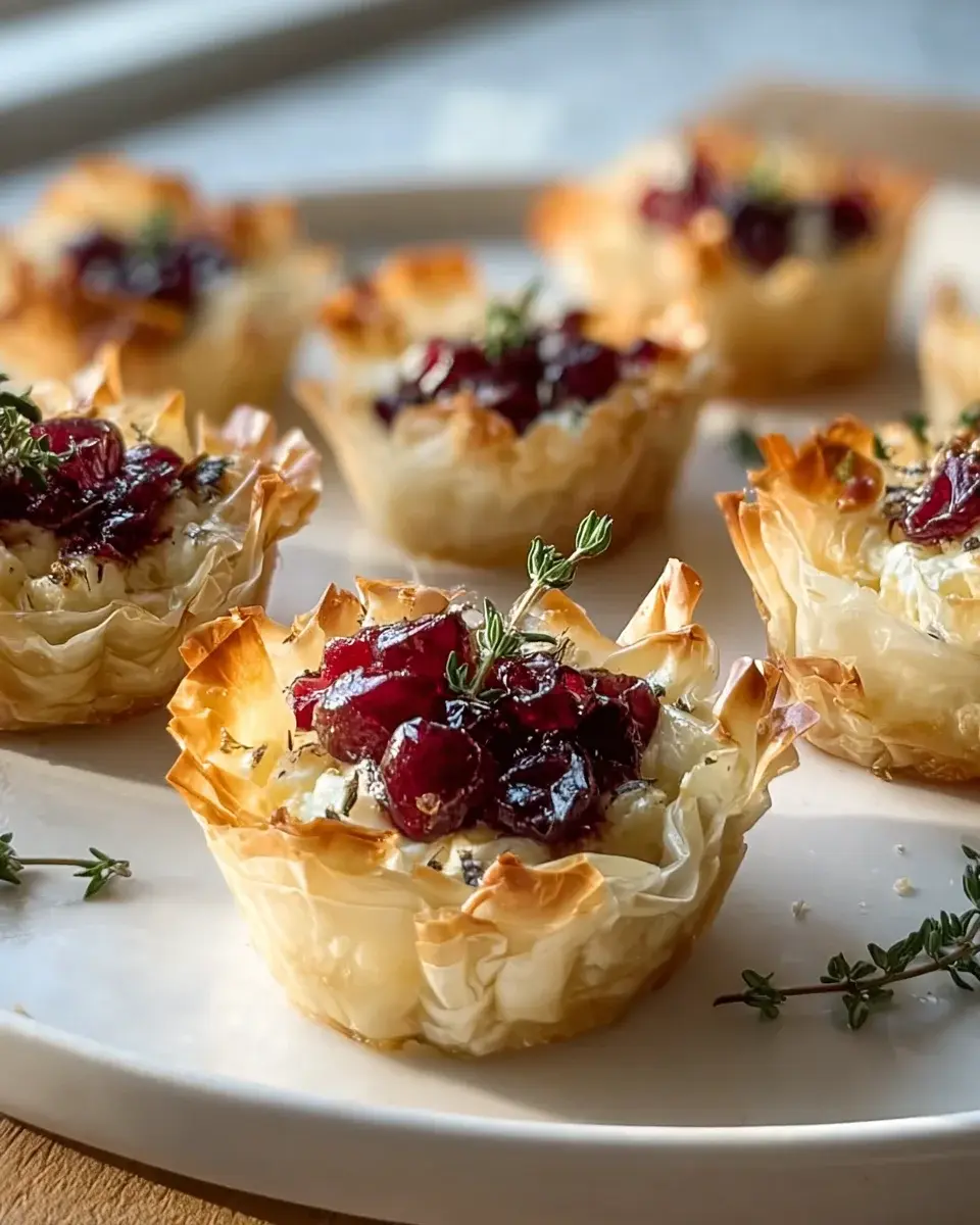 Cranberry Brie Thyme Phyllo Cups