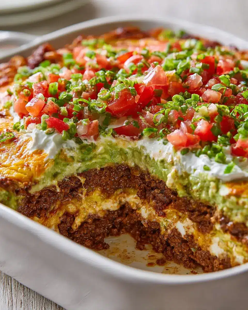 Cream Cheese Taco Dip Layered Casserole