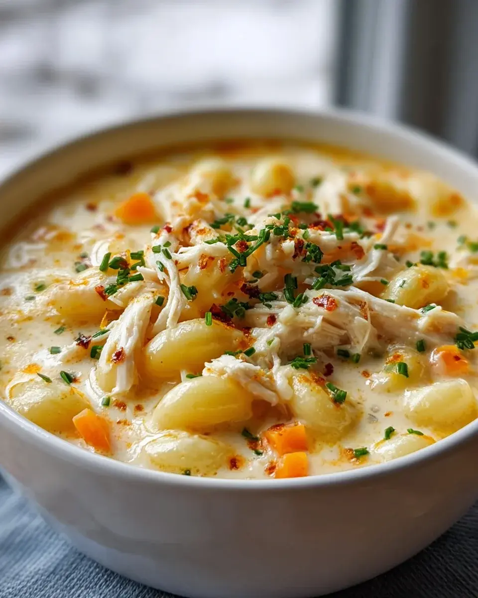Creamy Chicken Macaroni Cheese Soup