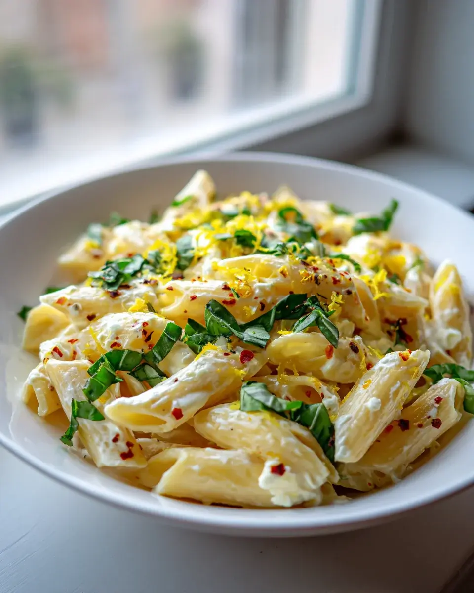 Creamy Lemon Feta Pasta Rezept