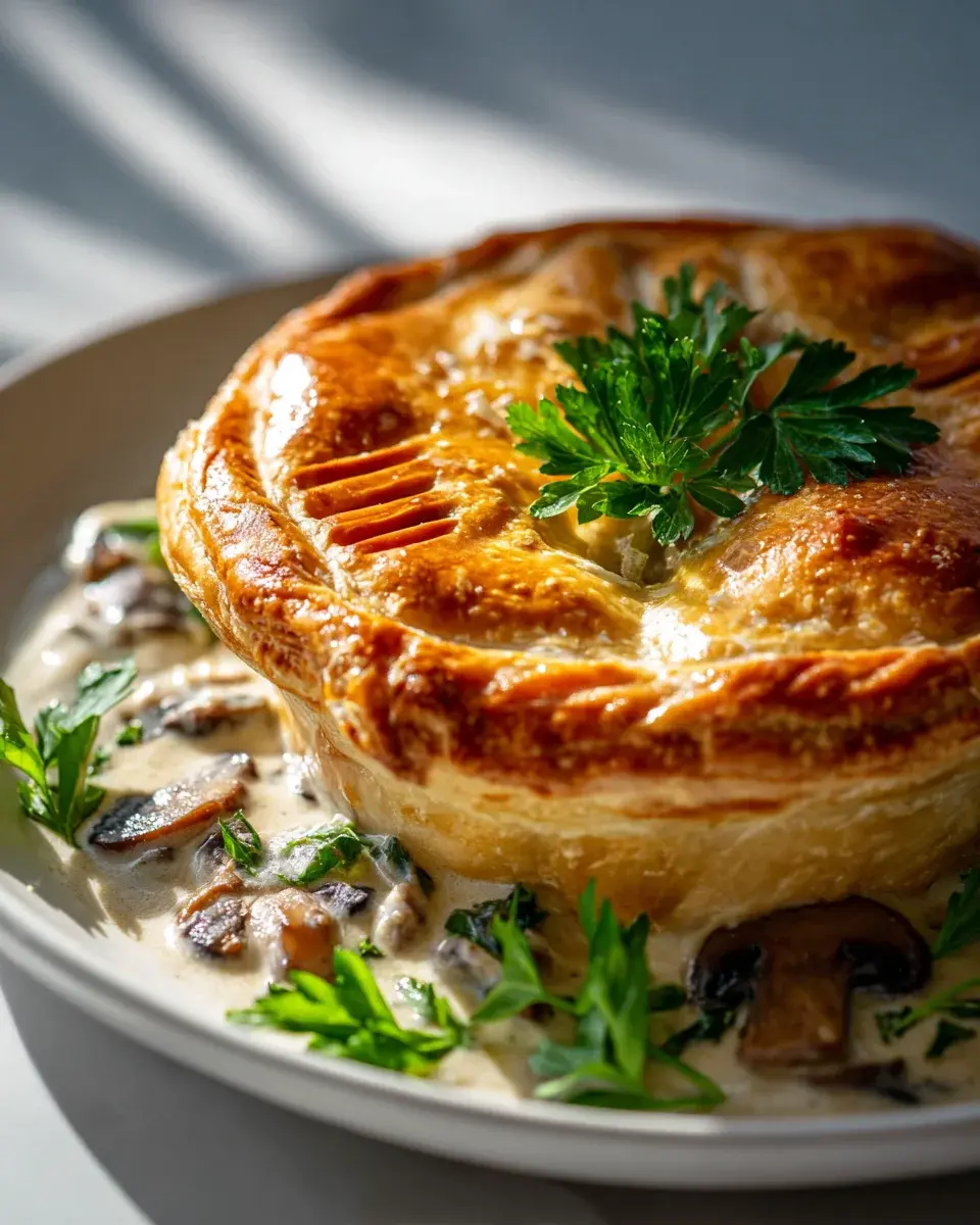 Creamy Mushroom Pot Pie With Puff Pastry