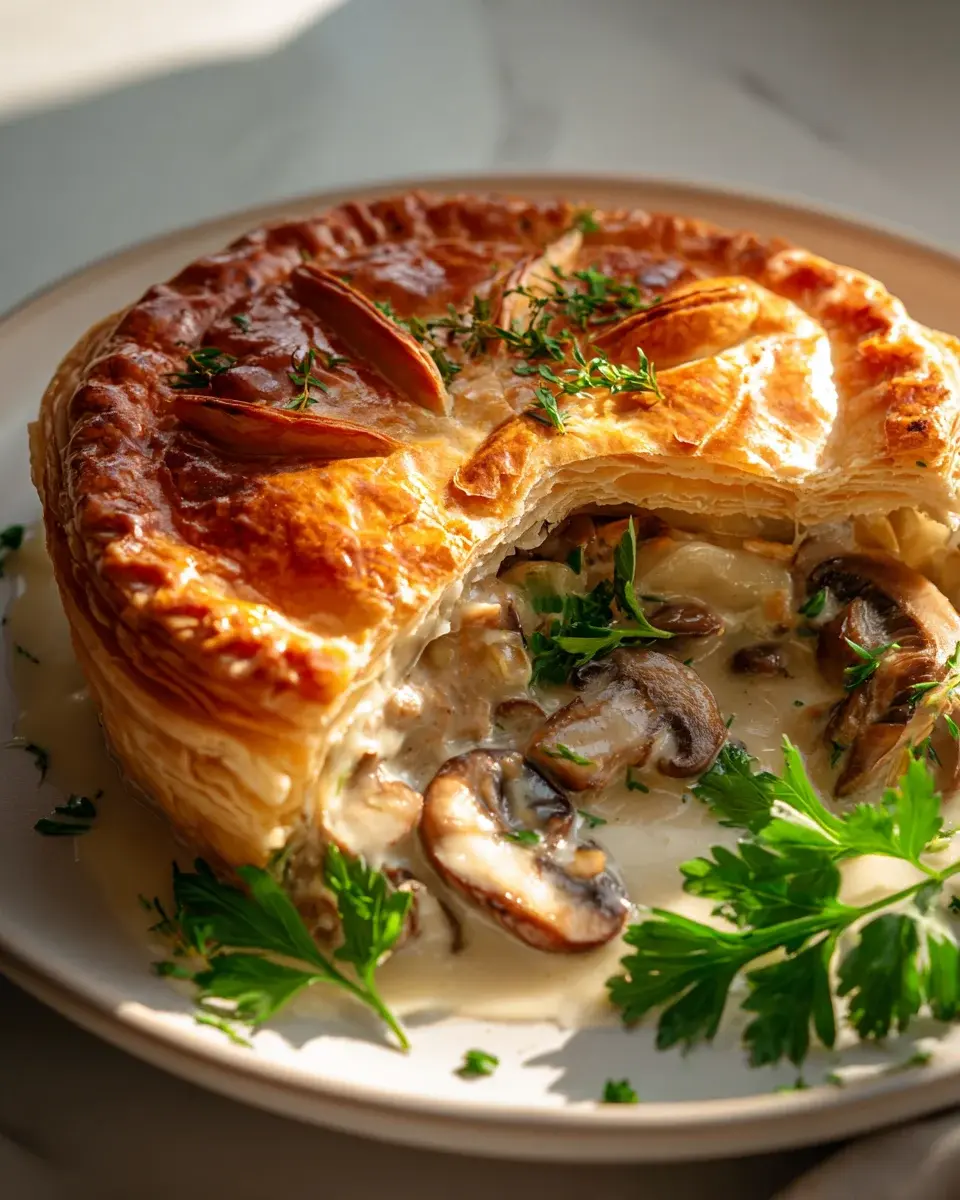 Creamy Mushroom Pot Pie With Puff Pastry