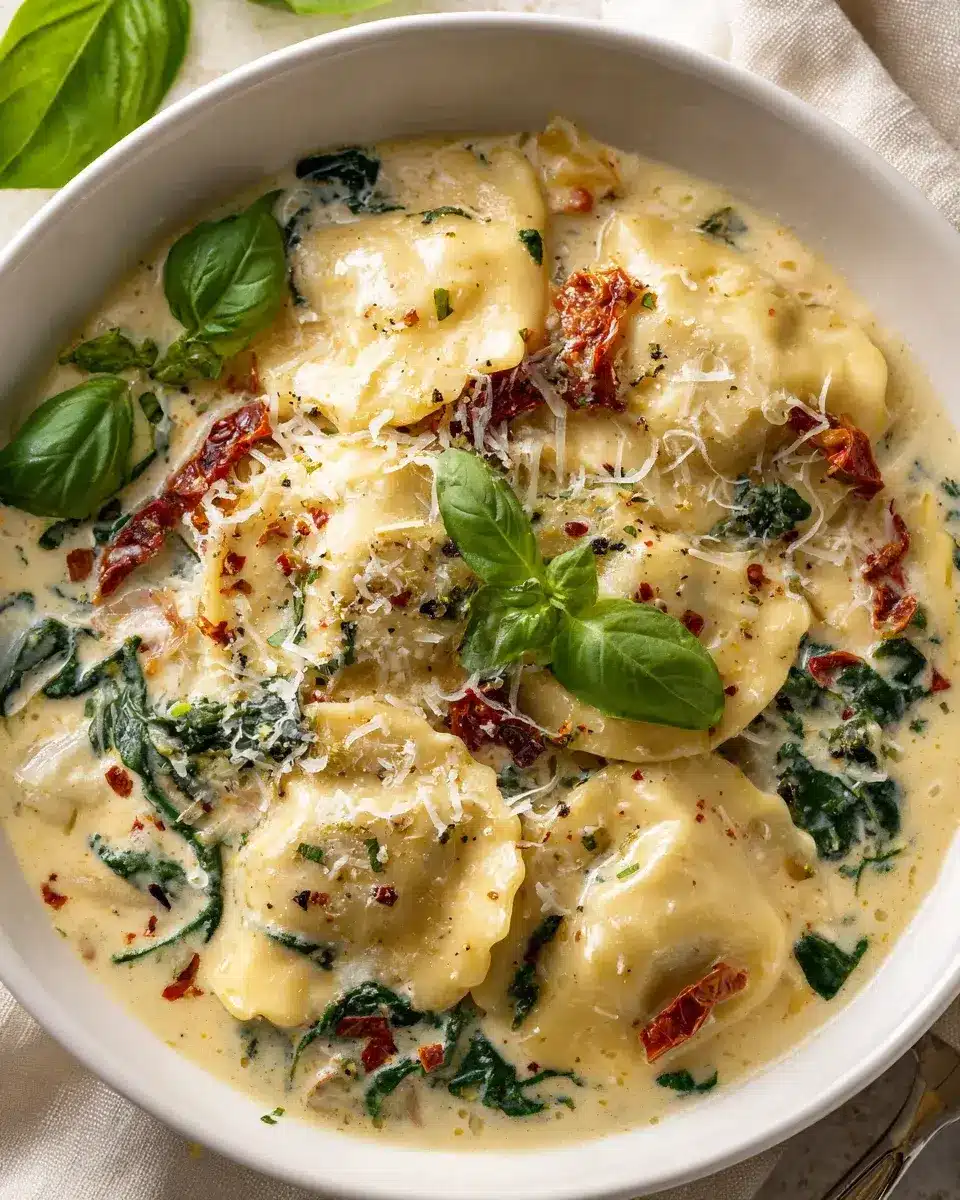 Creamy Tuscan Ravioli Soup
