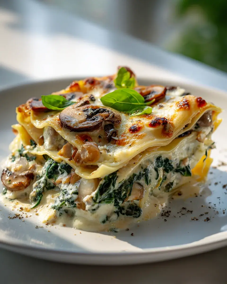 Cremige Spinat Pilzlasagne