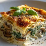 Cremige Spinat Pilzlasagne