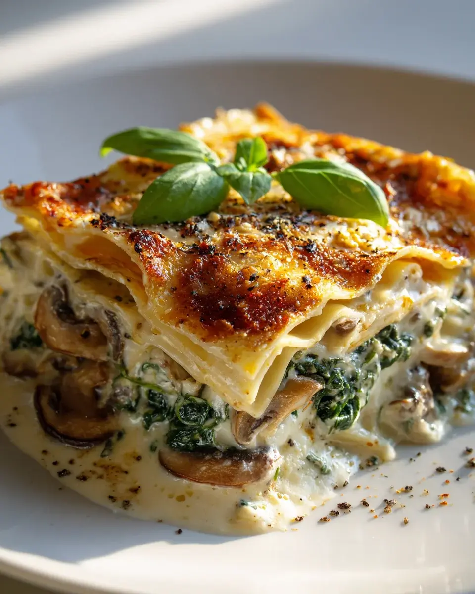 Cremige Spinat Pilzlasagne