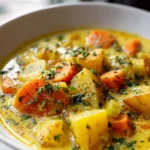 Cremiger Veganer Kartoffel Eintopf Mit Karotten Und Sellerie
