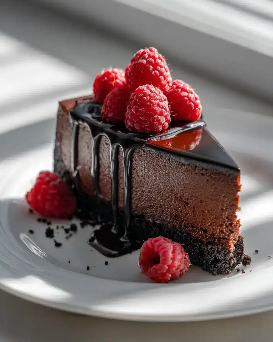 Decadent Dark Chocolate Raspberry Cheesecake