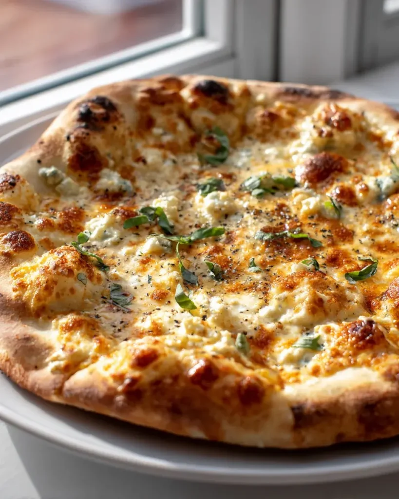 Vier Käse Pizza Traum: Mozzarella, Parmesan, Gorgonzola, Fontina – Snackerra