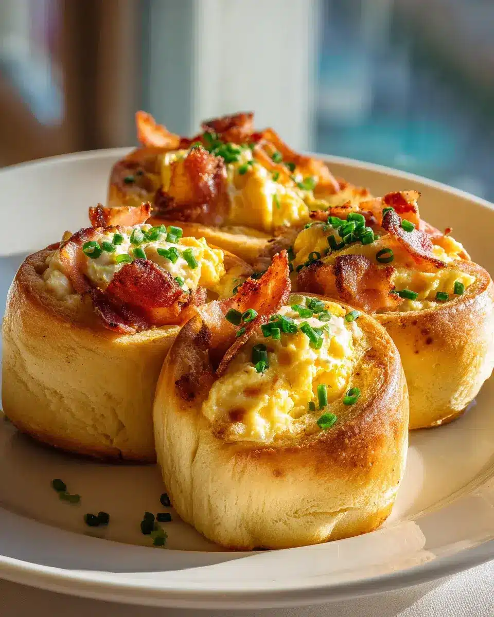 Fruehstuecksrollen Mit Ruehrei Kaese Und Beef Bacon