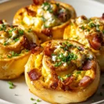 Fruehstuecksrollen Mit Ruehrei Kaese Und Beef Bacon