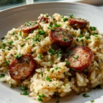 Garlic Butter Sausage And Rice Pilaf