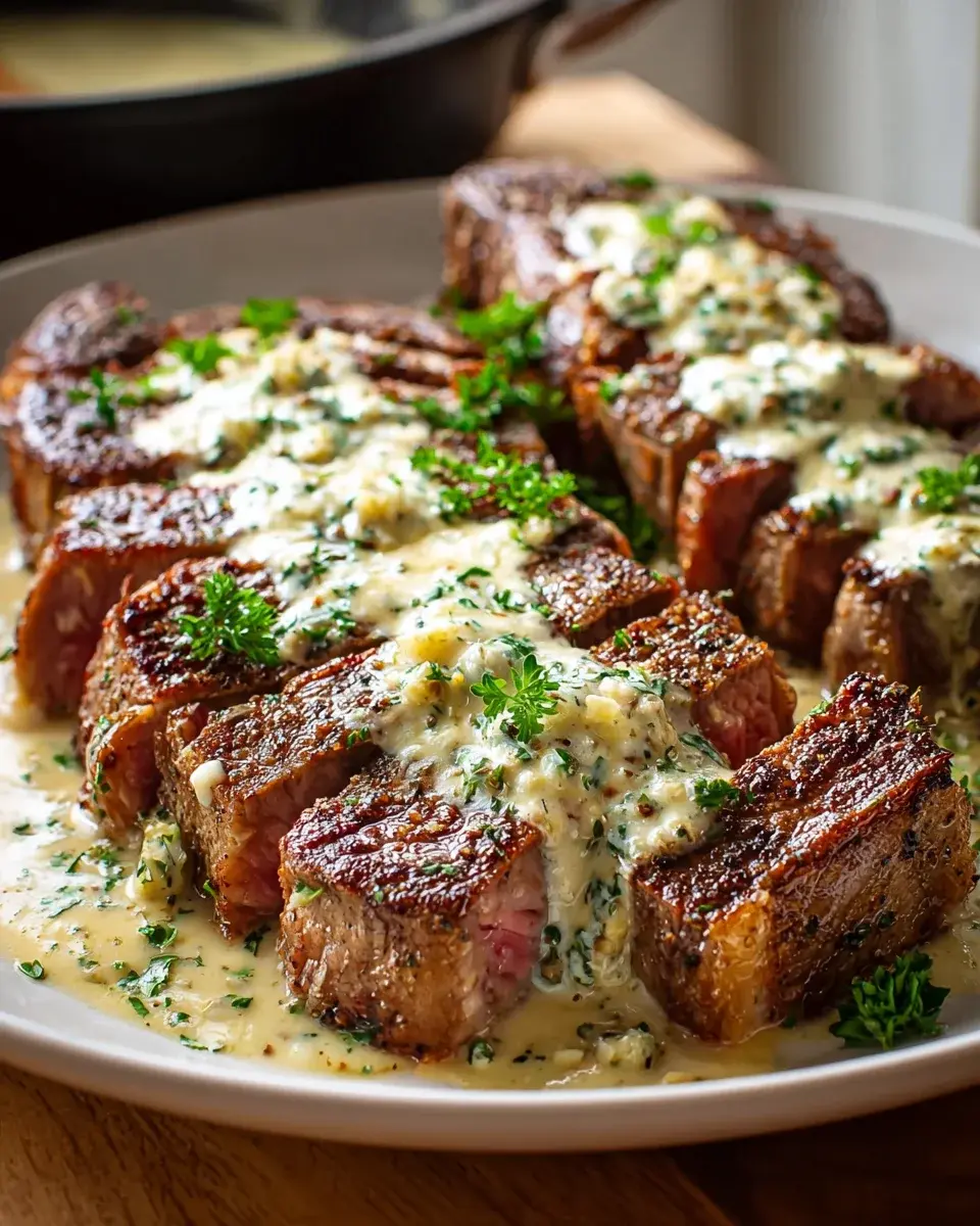 Garlic Butter Steak Parmesan Cream Sauce
