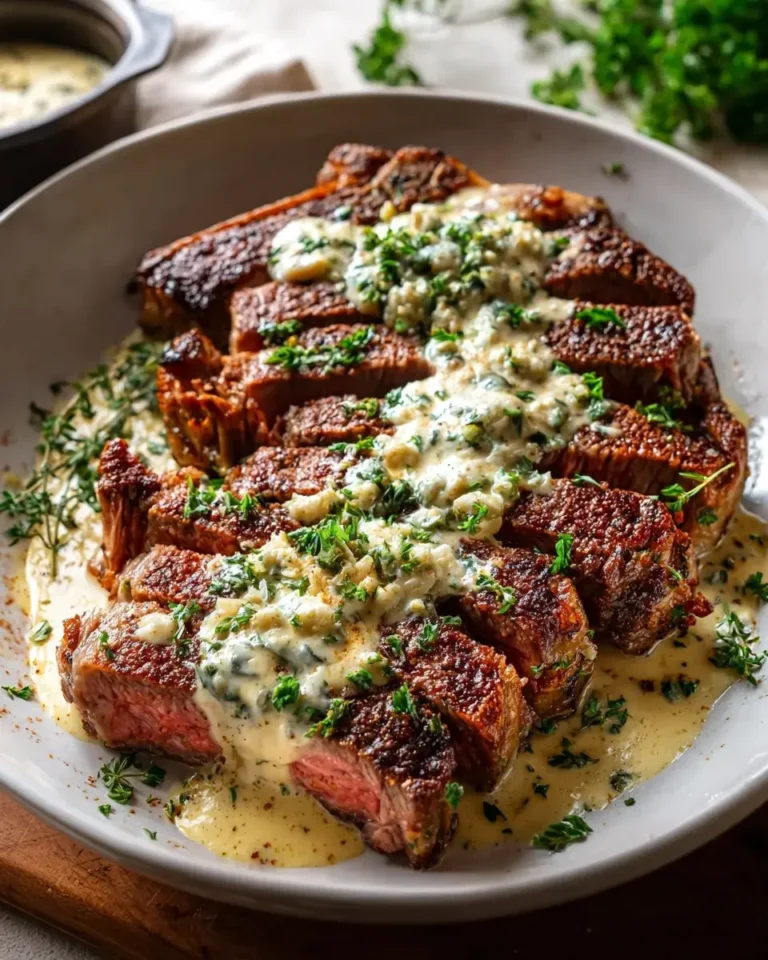 Knoblauchbutter-Steak mit Parmesan-Cremesauce – Rezept genießen!