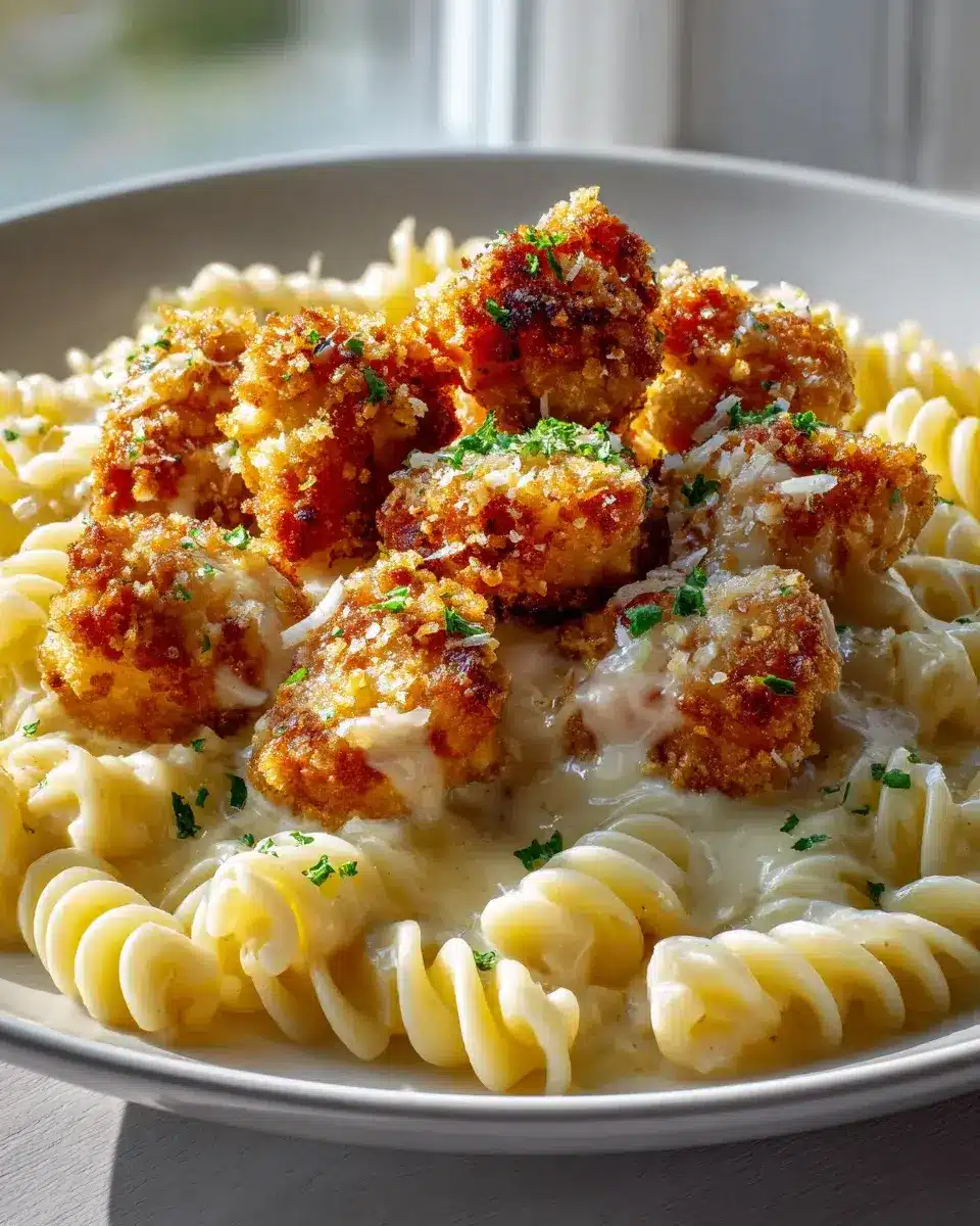 Garlic Parmesan Chicken Bites Mit Cremiger Rotini
