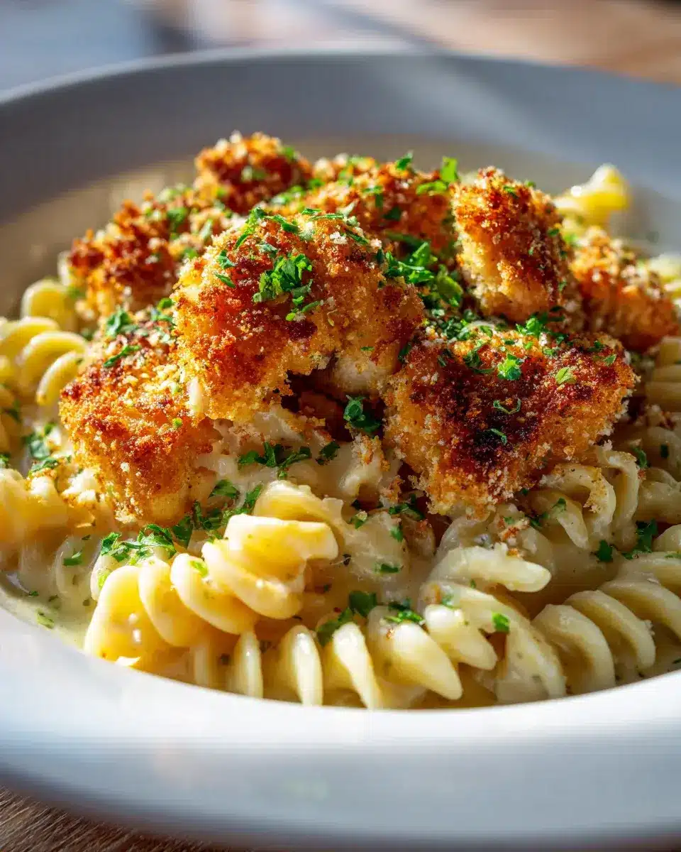 Garlic Parmesan Chicken Bites Mit Cremiger Rotini