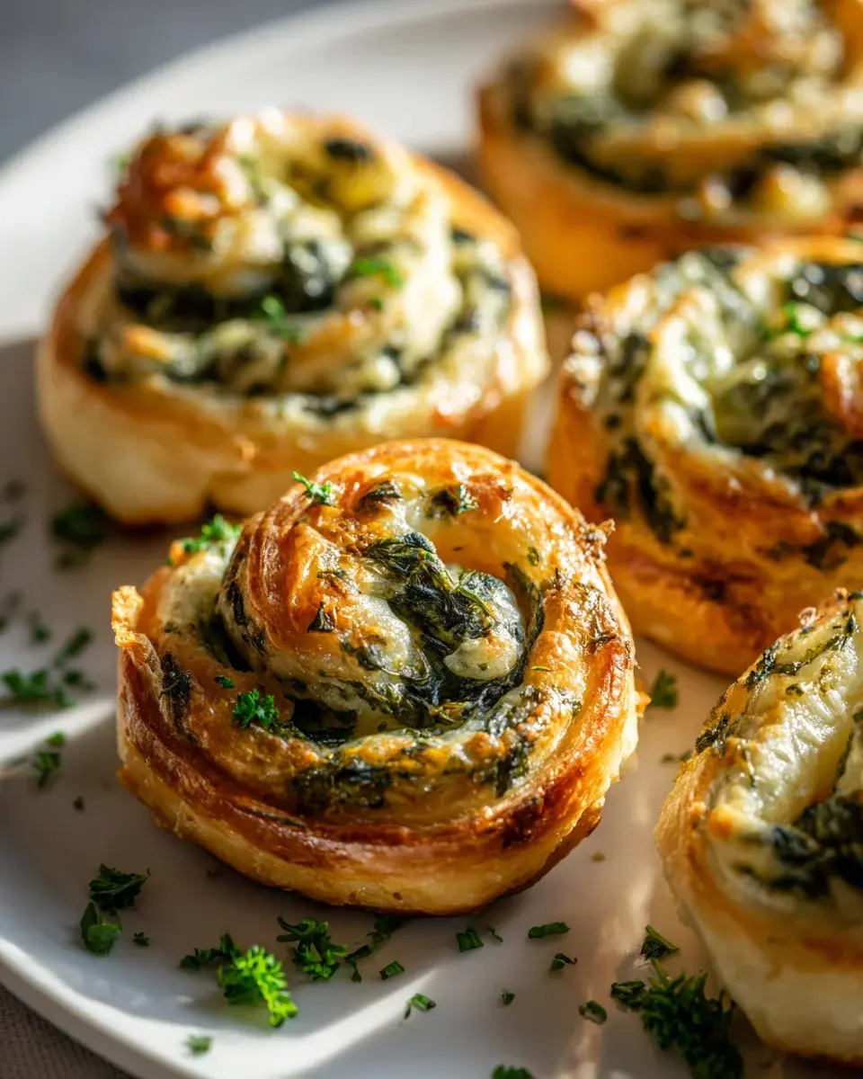 Gefyllte Blytterteig Schnecken Mit Spinat Und Kyse
