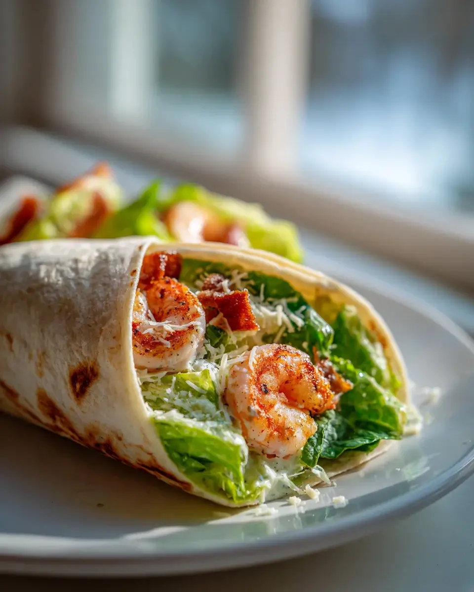 Gegrillte Garnelen Caesar Wraps