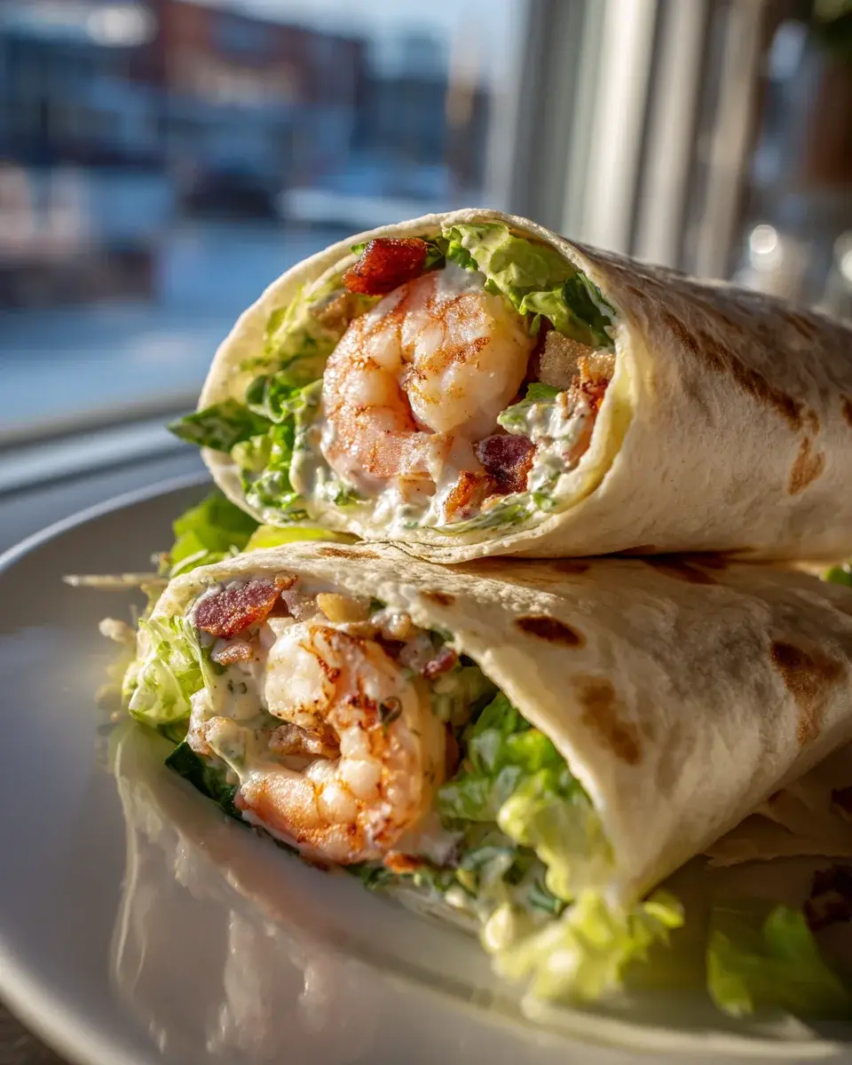 Gegrillte Garnelen Caesar Wraps