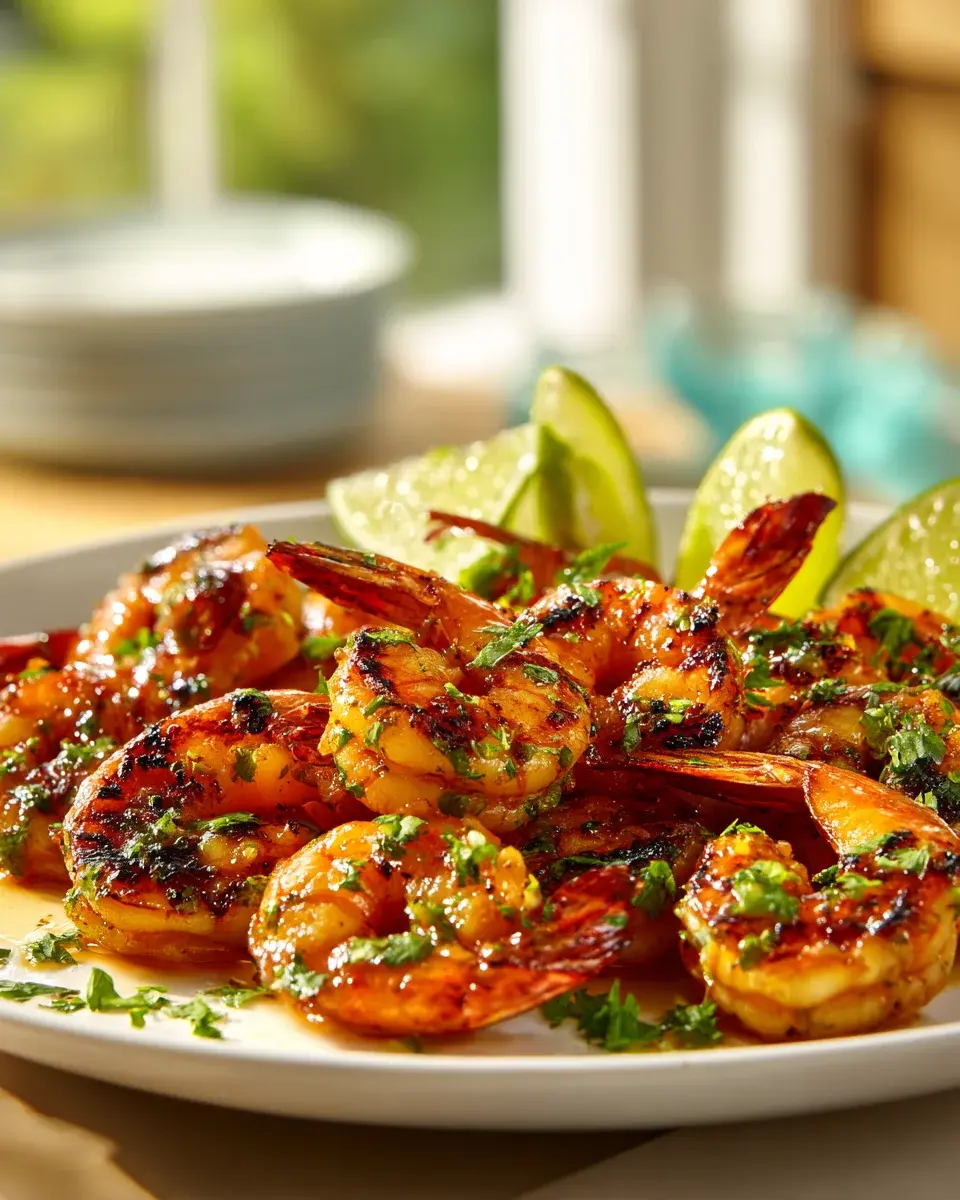 Gegrillte Garnelen Chili Limetten Marinade