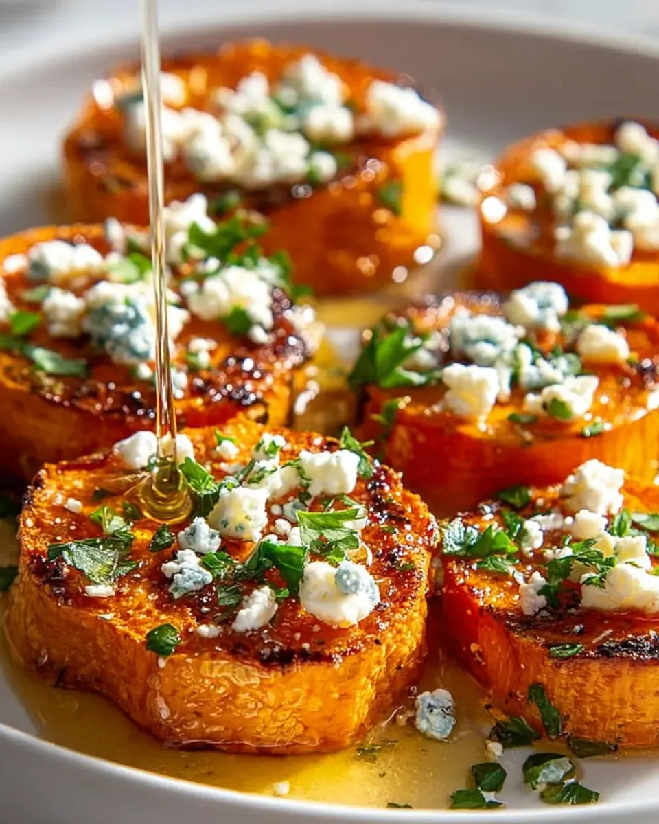 Gerystete Syykartoffel Runden mit Honig Feta