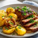 Hackbraten Skillet Mit Bratkartoffeln Und Zwiebeln