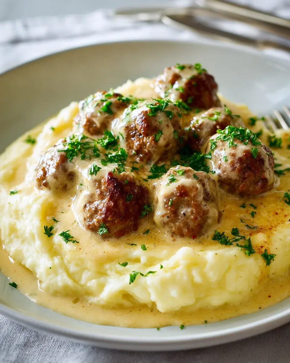 Hackbyllchen In Cremiger Sauce Mit Kartoffelpueree