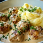 Hackbyllchen in cremiger Sauce mit Kartoffelpuree