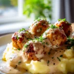 Hackbyllchen in cremiger Sauce mit Kartoffelpyree