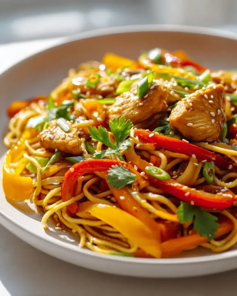 Knusprige Hähnchen Gemüse Pfanne aus der Heißluftfritteuse