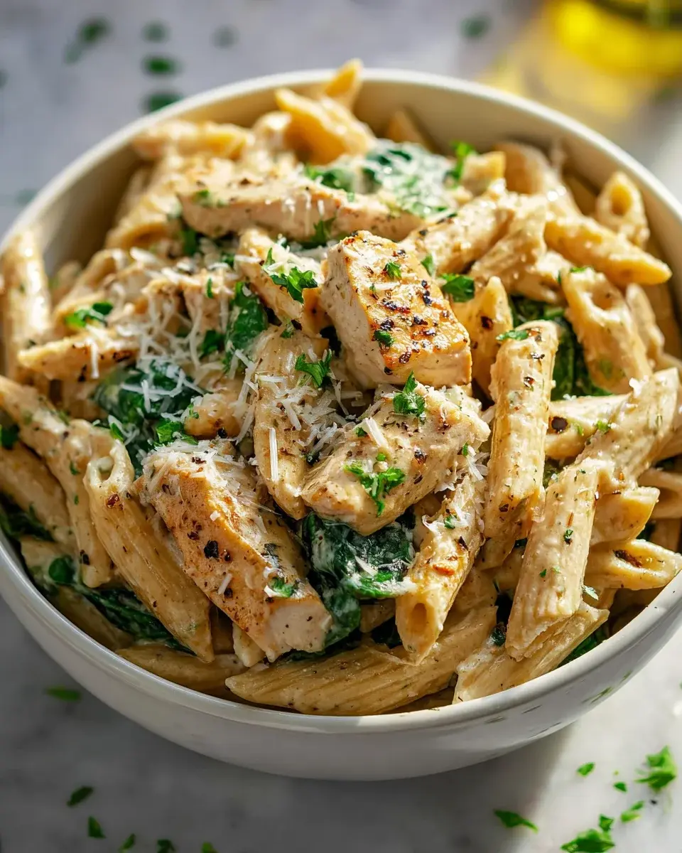 Healthy Garlic Parmesan Chicken Pasta