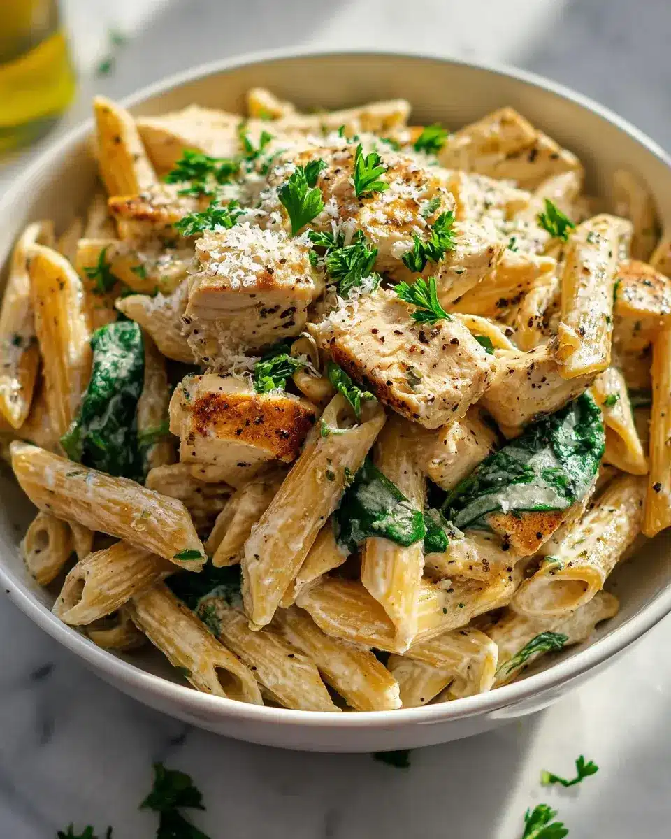 Healthy Garlic Parmesan Chicken Pasta