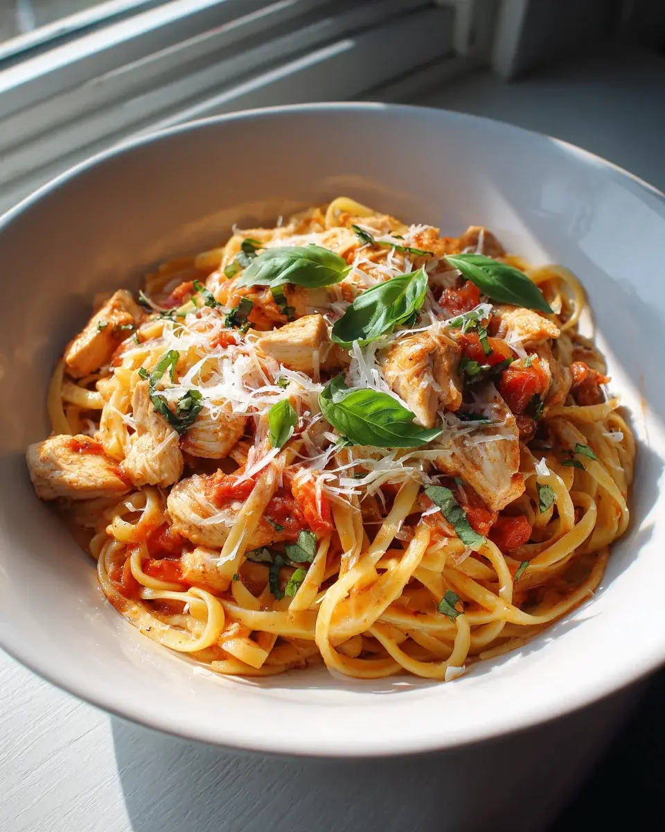 Hyhnchen Tomaten Pasta Mit Parmesan