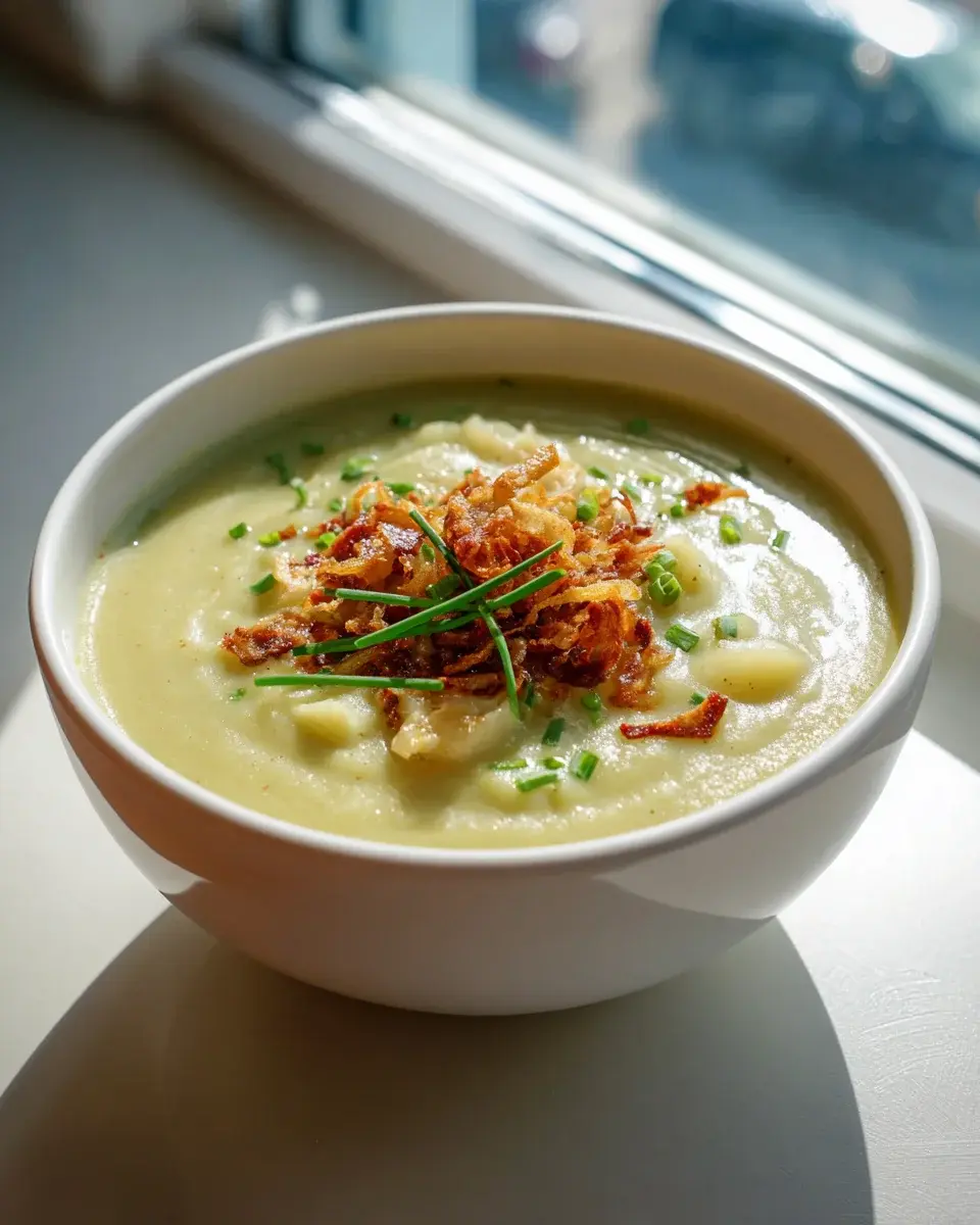 Kartoffel Lauch Suppe mit Knusperschalotten