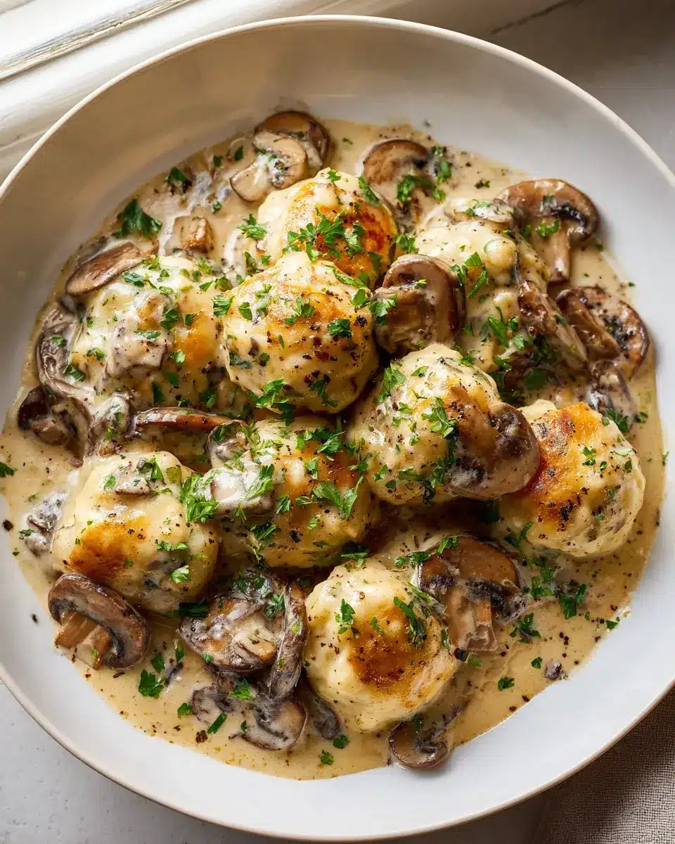 Kartoffelknödel Pilzrahm Pfanne