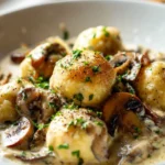 Kartoffelknydel Pilzrahm Pfanne